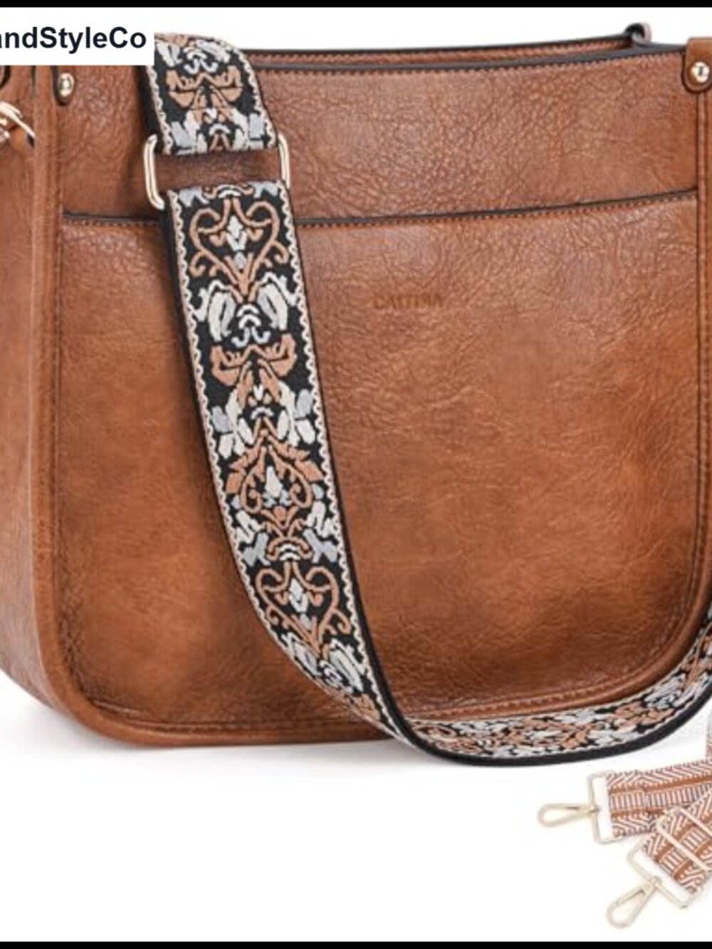 Women's Hobo Crossbody Purse - Vegan Leather, 2 Straps